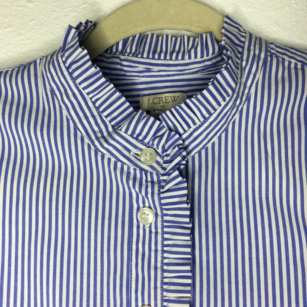 JCrew Women Stripped Ruffled Button Down Blouse